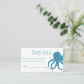 Luier Raffle Ticket Blauwe Octopus Harten Dier Informatiekaartje (Staand voorkant)