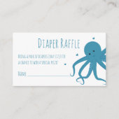 Luier Raffle Ticket Blauwe Octopus Harten Dier Informatiekaartje (Voorkant)