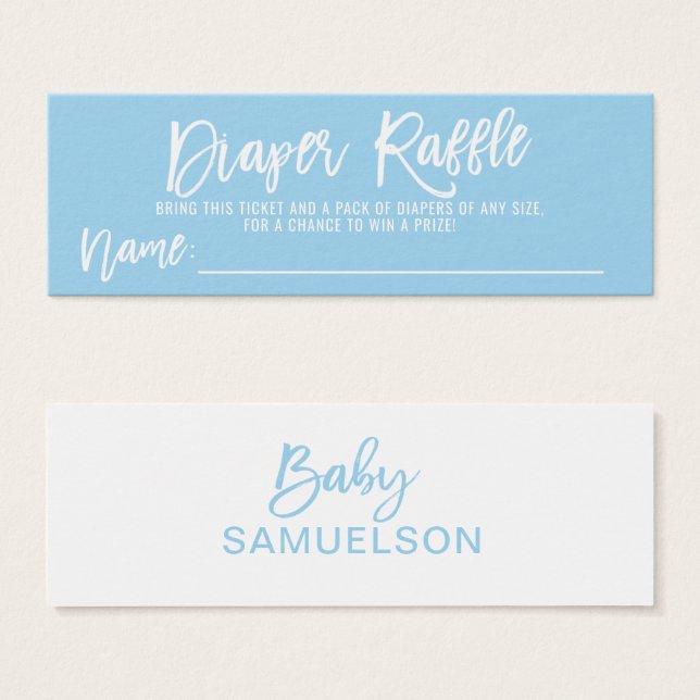 LUIER RAFFLE Ticket Blue BOY Baby shower Mini Visitekaartjes (Voorkant /achterkant)