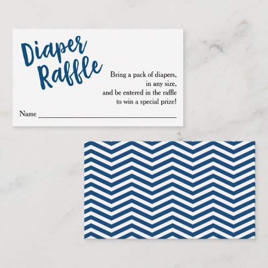 Luier Raffle Ticket-Blue Script Informatiekaartje (Voorkant / Achterkant)