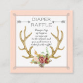 Luier Raffle Ticket Boho Deer Antlers Blush Rozen (Voorkant)