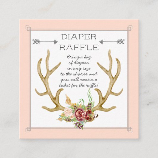 Luier Raffle Ticket Boho Deer Antlers Blush Rozen (Voorkant)