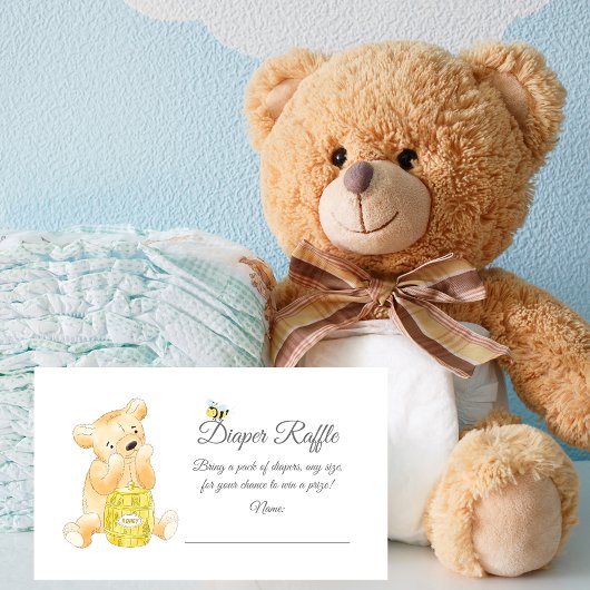 Luier Raffle Ticket Boy Teddy Bear Honey Bee Informatiekaartje