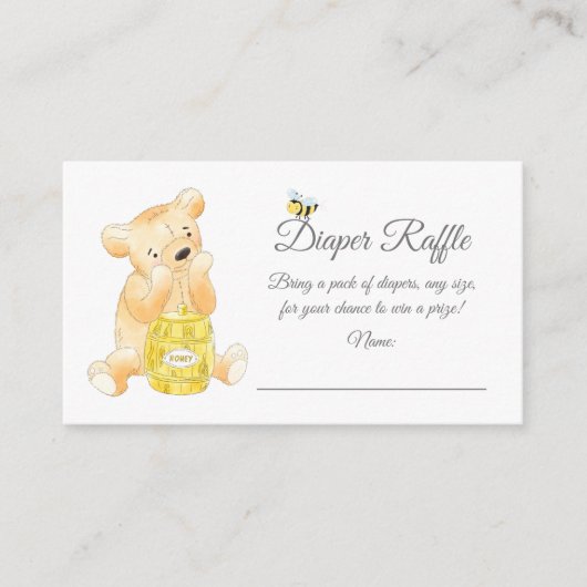 Luier Raffle Ticket Boy Teddy Bear Honey Bee Informatiekaartje (Voorkant)