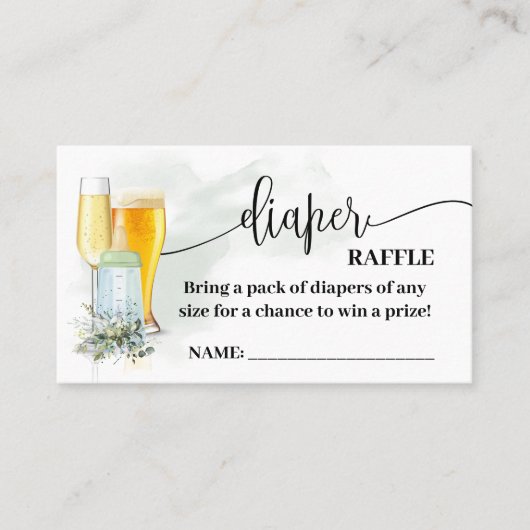 Luier Raffle Ticket Bubbles Greenery Baby shower (Voorkant)