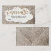 Luier Raffle Ticket Insert voor rustieke uitnodigi Informatiekaartje (Voorkant / Achterkant)