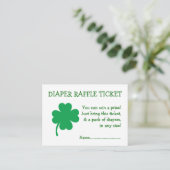 Luier Raffle Ticket Lucky Shamrock Genderneutraal Informatiekaartje (Staand voorkant)