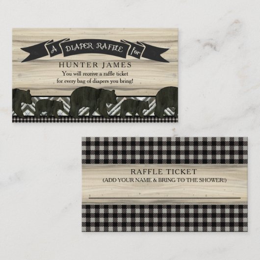 Luier Raffle Ticket Lumberjack Beer Cubs Jongen Informatiekaartje (Voorkant / Achterkant)