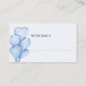 Luier Raffle Ticket met Blauwe Hart Ballonnen Informatiekaartje (Achterkant)