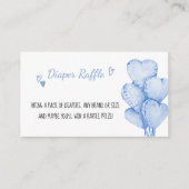 Luier Raffle Ticket met Blauwe Hart Ballonnen Informatiekaartje (Voorkant)