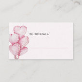 Luier Raffle Ticket met Roze Hart Ballonnen Informatiekaartje (Achterkant)