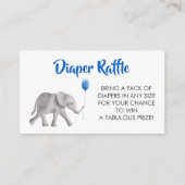 Luier Raffle Ticket Olifant Baby shower, Blauw Informatiekaartje (Voorkant)