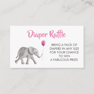 Luier Raffle Ticket Olifant Baby shower, Roze Informatiekaartje
