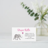 Luier Raffle Ticket Olifant Baby shower, Roze Informatiekaartje (Staand voorkant)
