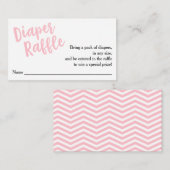 Luier Raffle Ticket-Pink Script Informatiekaartje (Voorkant / Achterkant)