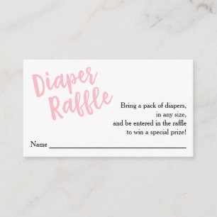 Luier Raffle Ticket-Pink Script Informatiekaartje