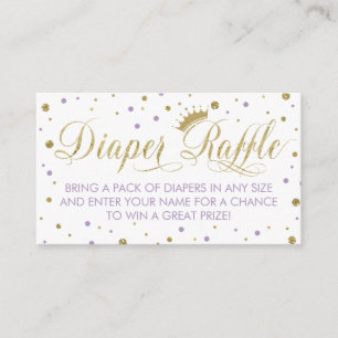 Luier Raffle Ticket, Prinses, Paarse Informatiekaartje