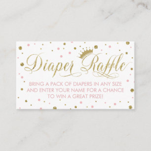 Luier Raffle Ticket, Prinses, Roze Informatiekaartje