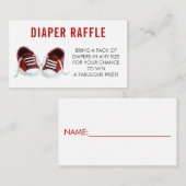 Luier Raffle Ticket, Rood Sneakers Baby shower Informatiekaartje (Voorkant / Achterkant)