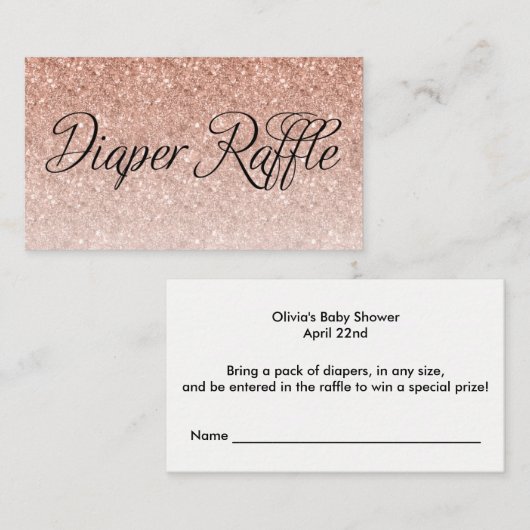 Luier Raffle Ticket, Roos Gold Raffle Kaart (Voorkant / Achterkant)