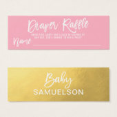 LUIER RAFFLE Ticket Roze FAUX Goud Baby shower Mini Visitekaartjes (Voorkant /achterkant)