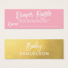 LUIER RAFFLE Ticket Roze FAUX Goud Baby shower Mini Visitekaartjes