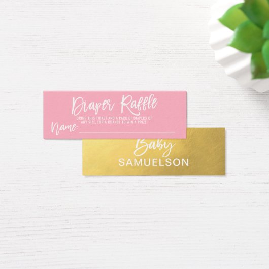 LUIER RAFFLE Ticket Roze FAUX Goud Baby shower Mini Visitekaartjes (Bureau)