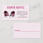 Luier Raffle Ticket, Roze Sneakers Baby shower Informatiekaartje (Voorkant / Achterkant)