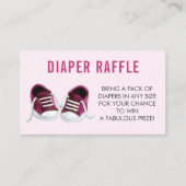 Luier Raffle Ticket, Roze Sneakers Baby shower Informatiekaartje (Voorkant)