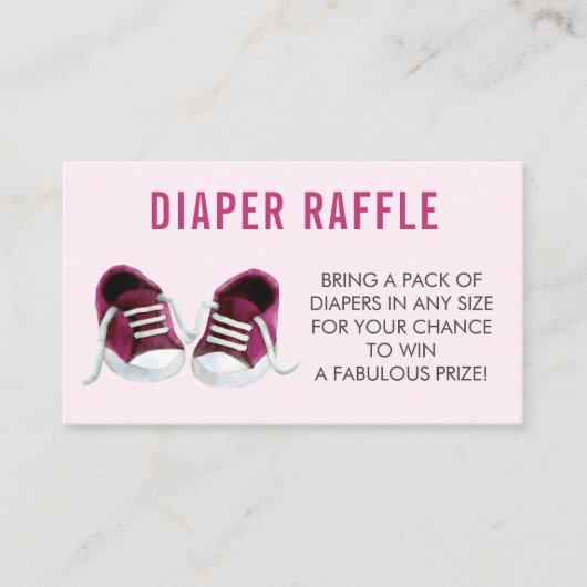 Luier Raffle Ticket, Roze Sneakers Baby shower Informatiekaartje (Voorkant)