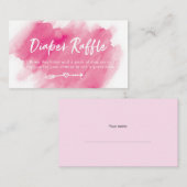 Luier Raffle ticket | Roze waterverf Informatiekaartje (Voorkant / Achterkant)