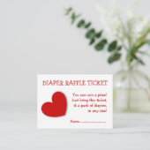 Luier Raffle Ticket Schattige Hart Geslachtsneutra Informatiekaartje (Staand voorkant)