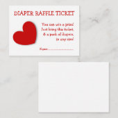 Luier Raffle Ticket Schattige Hart Geslachtsneutra Informatiekaartje (Voorkant / Achterkant)