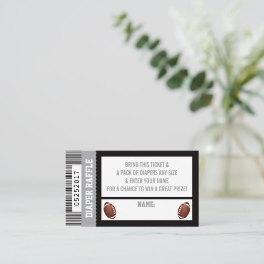 Luier Raffle Ticket, Sport, Football Baby shower Informatiekaartje (Staand voorkant)