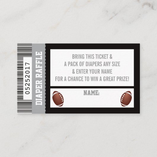 Luier Raffle Ticket, Sport, Football Baby shower Informatiekaartje (Voorkant)