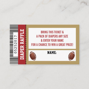 Luier Raffle Ticket, Sport, Football Baby shower Informatiekaartje
