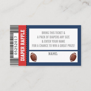 Luier Raffle Ticket, Sport, Football Baby shower Informatiekaartje