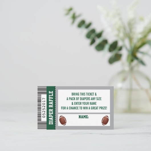 Luier Raffle Ticket, Sport, Football Baby shower Informatiekaartje (Staand voorkant)