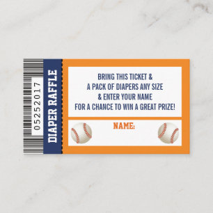 Luier Raffle Ticket, Sport, Honkbal Baby shower Informatiekaartje