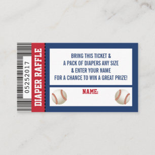 Luier Raffle Ticket, Sport, Honkbal Baby shower Informatiekaartje