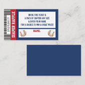 Luier Raffle Ticket, Sport, Honkbal Baby shower Informatiekaartje (Voorkant / Achterkant)