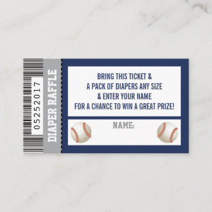 Luier Raffle Ticket, Sport, Honkbal Baby shower Informatiekaartje