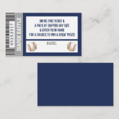 Luier Raffle Ticket, Sport, Honkbal Baby shower Informatiekaartje (Voorkant / Achterkant)