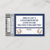 Luier Raffle Ticket, Sport, Honkbal Baby shower Informatiekaartje (Voorkant)