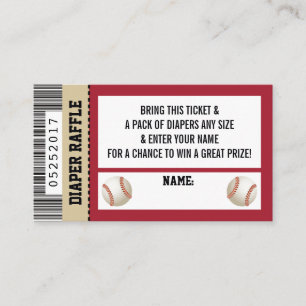 Luier Raffle Ticket, Sport, Honkbal Baby shower Informatiekaartje