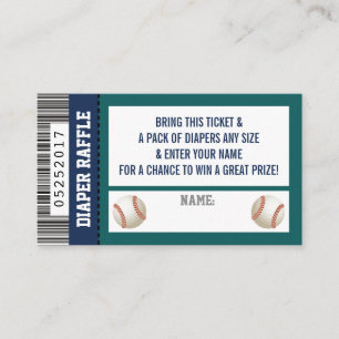 Luier Raffle Ticket, Sport, Honkbal Baby shower Informatiekaartje