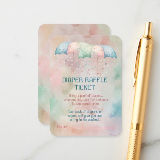 Luier Raffle Ticket Twins Jongen en Meisje Douche Informatiekaartje (Voorkant / Achterkant in situ)