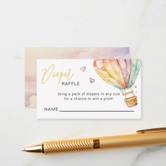 Luier Raffle Ticket Waterverf Hearts Baby shower Informatiekaartje (Voorkant / Achterkant in situ)