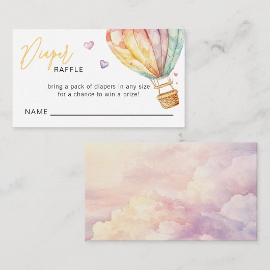Luier Raffle Ticket Waterverf Hearts Baby shower Informatiekaartje (Voorkant / Achterkant)