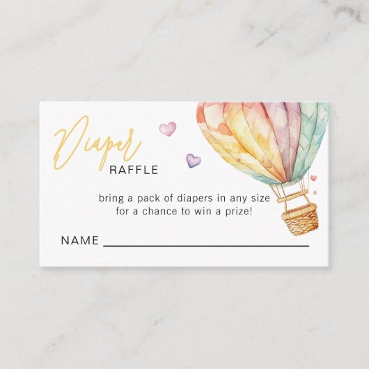 Luier Raffle Ticket Waterverf Hearts Baby shower Informatiekaartje (Voorkant)
